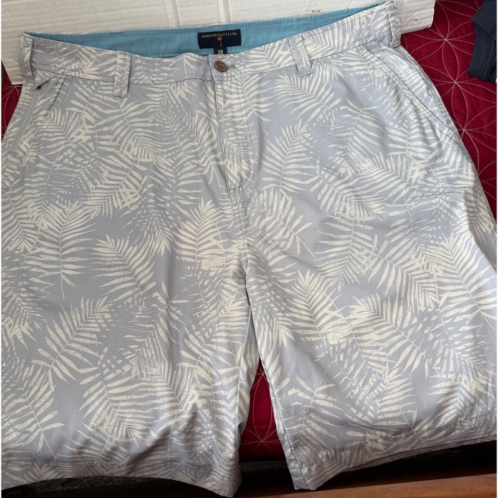 Margaritaville Mens Tropical Palm Leaf Print Shorts Quick Dry Size 38 Stretch